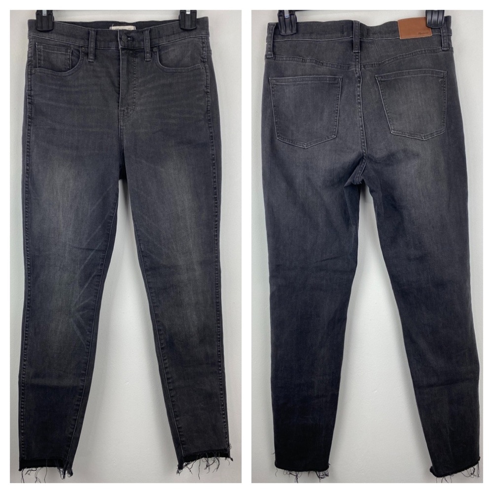 Madewell size 29 Women’s Faded Black/Gray Raw Hem 10” High Rise Skinny Jeans